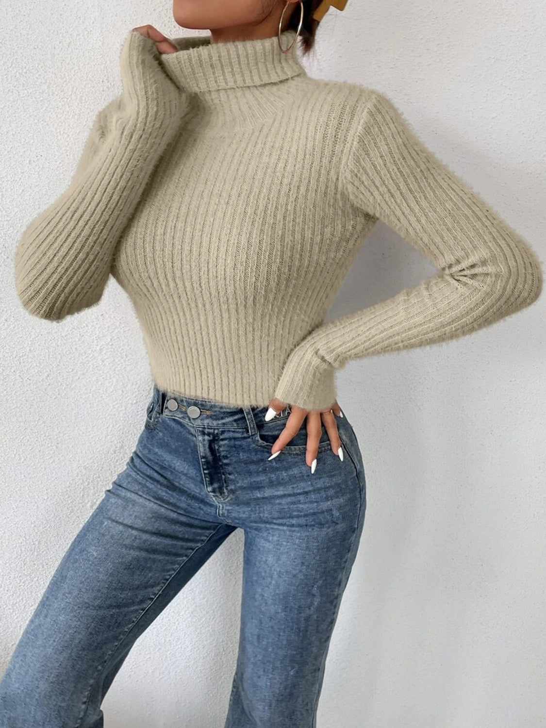 Ribbed Turtleneck Sweater