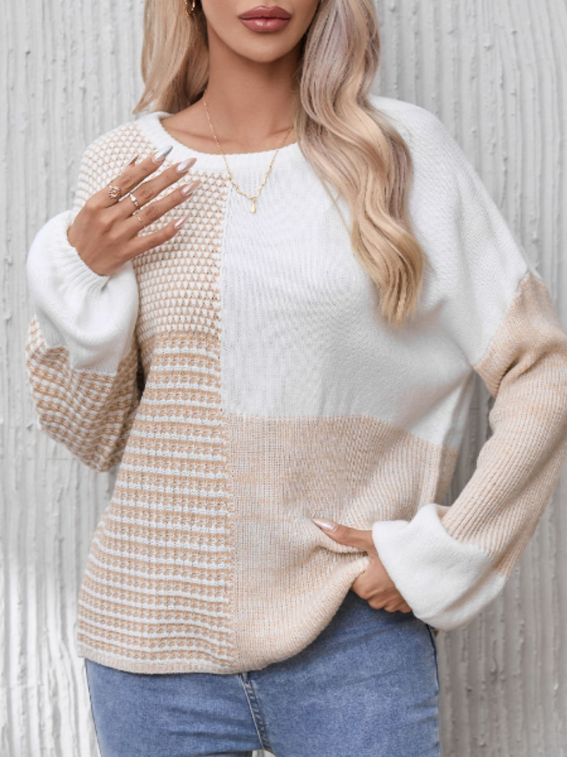 Neutral Contrast Sweater