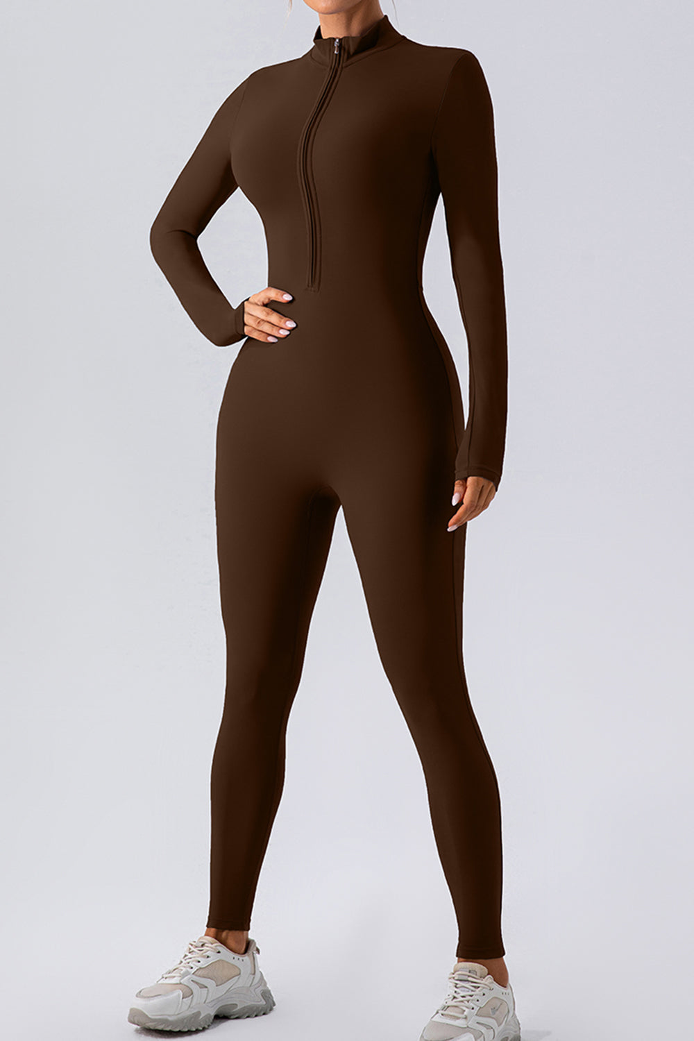 Half-Zip Mock Neck Active Jumpsuit