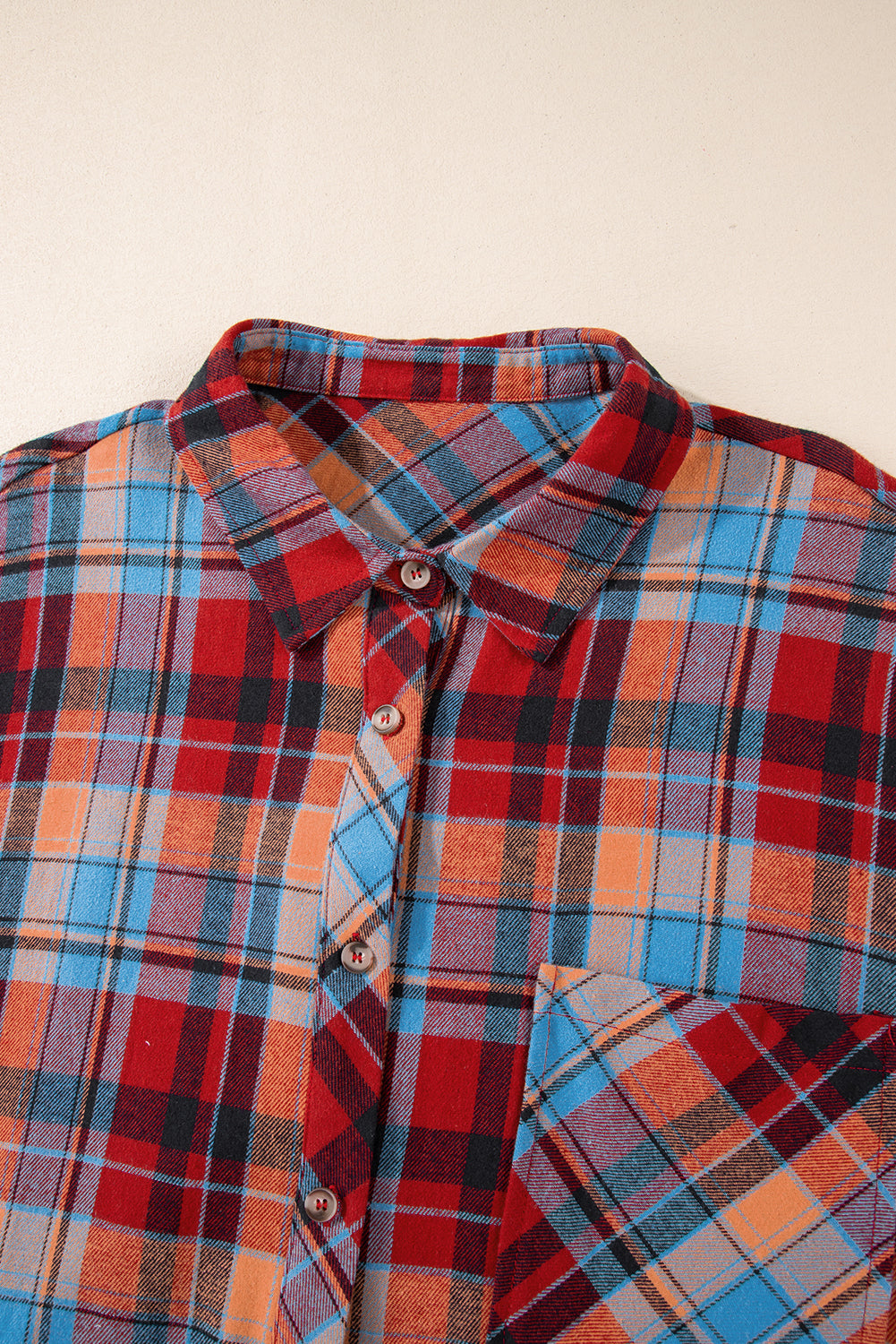 Plus Size Plaid Print Buttoned Shirt