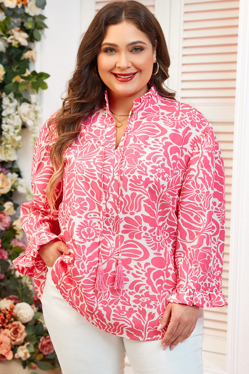 Plus Size Floral Puff Sleeve Top