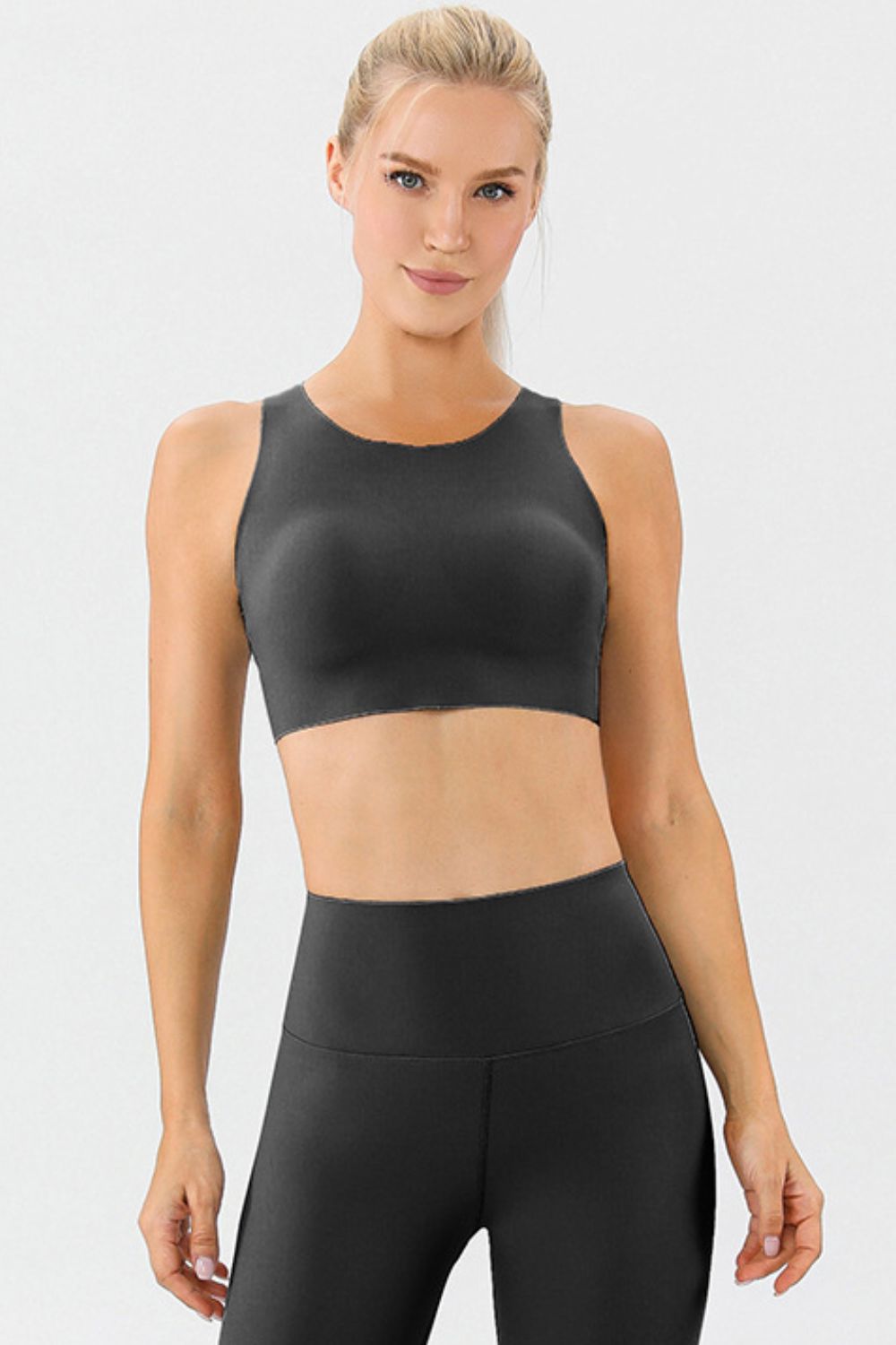 Round Neck Wide Strap Sports Bra