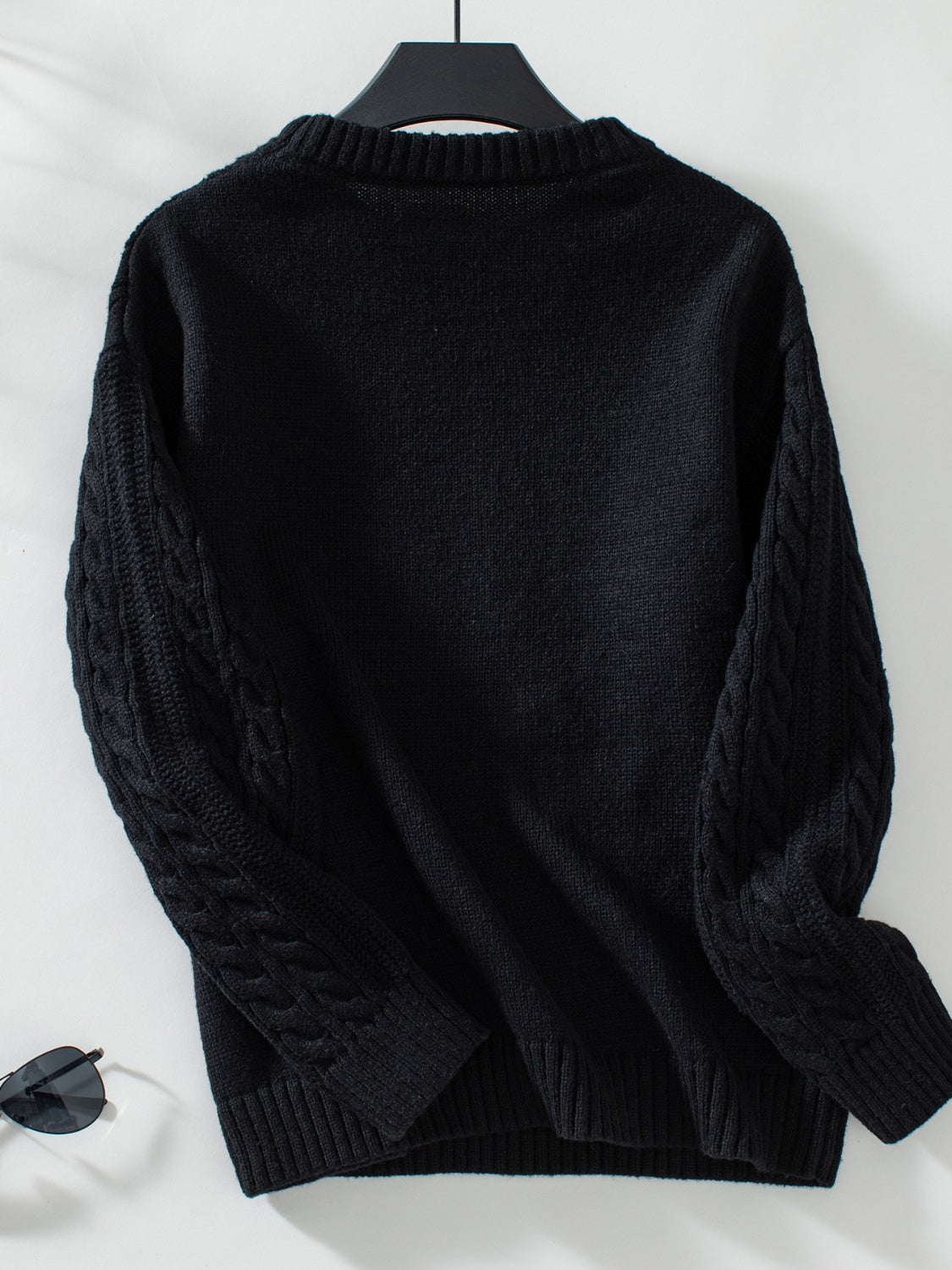 Plain Cable-Knit Sweater