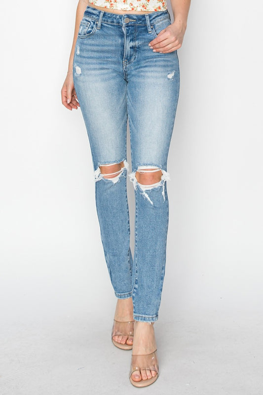 High Rise Distressed Skinny Jeans