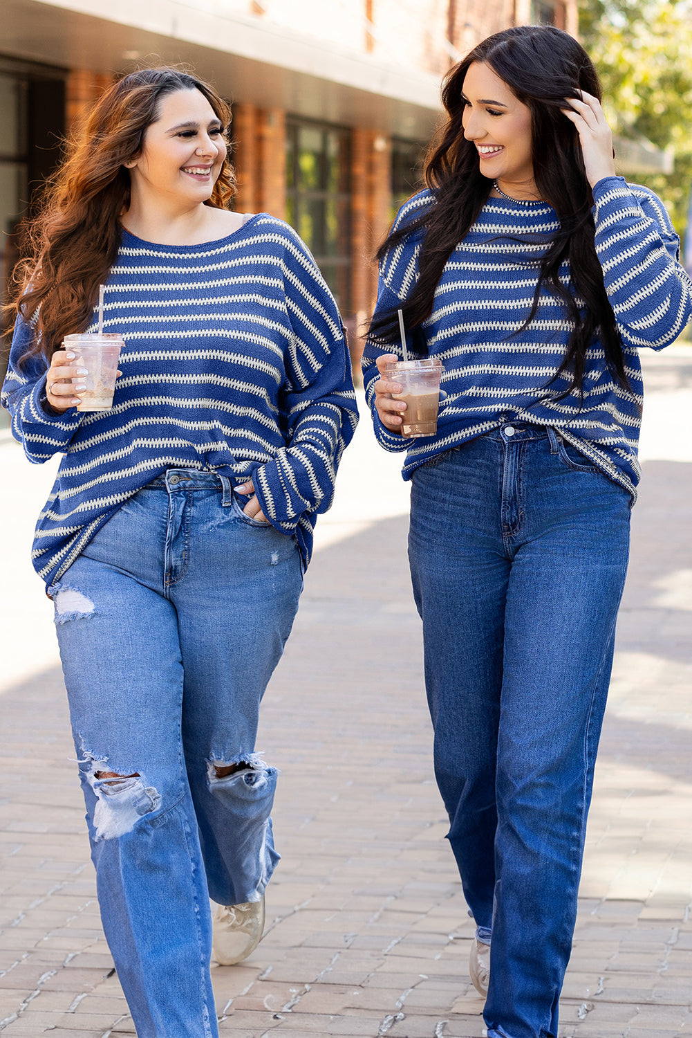 Blue Stripe Casual Sweater