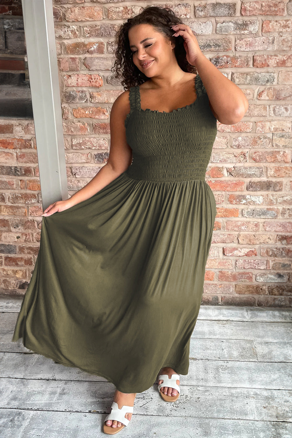 Plus Size Shirred Bust Maxi Dress