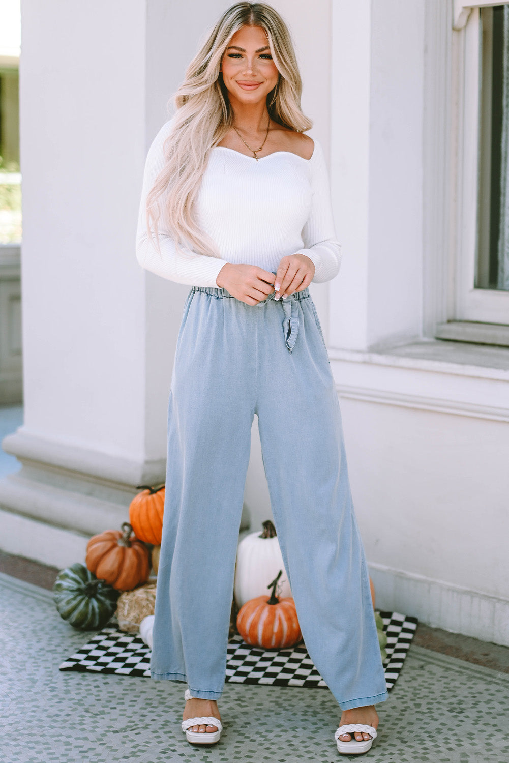 High Waist Wide Leg Tencel Jeans