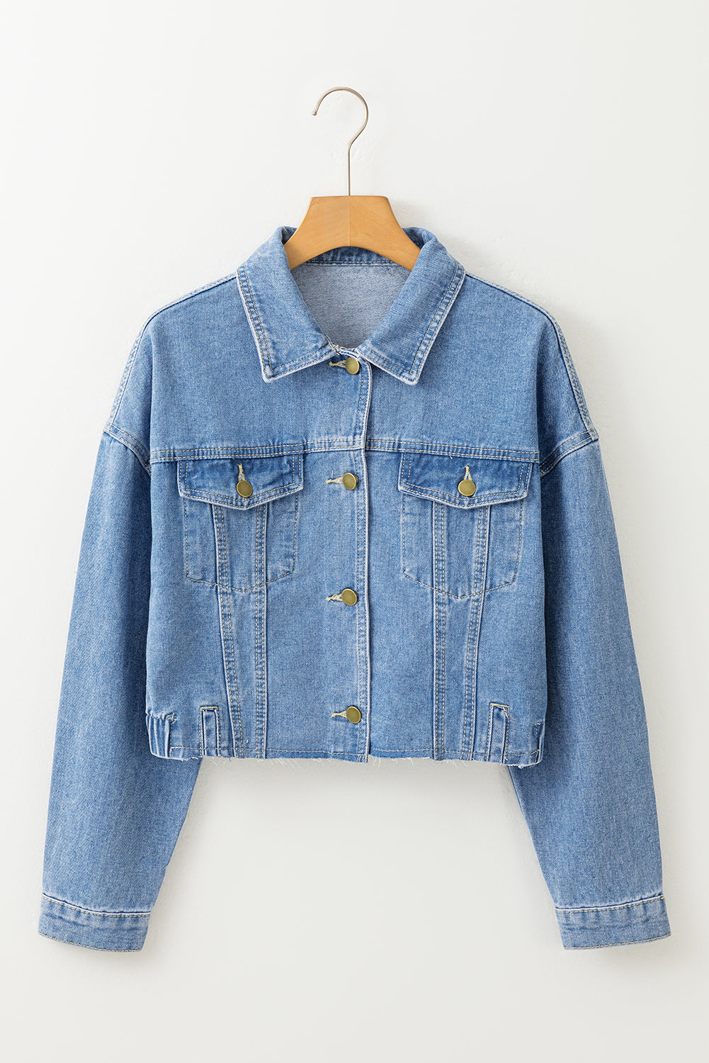 Medium Wash Chunky Cropped Denim Jacket