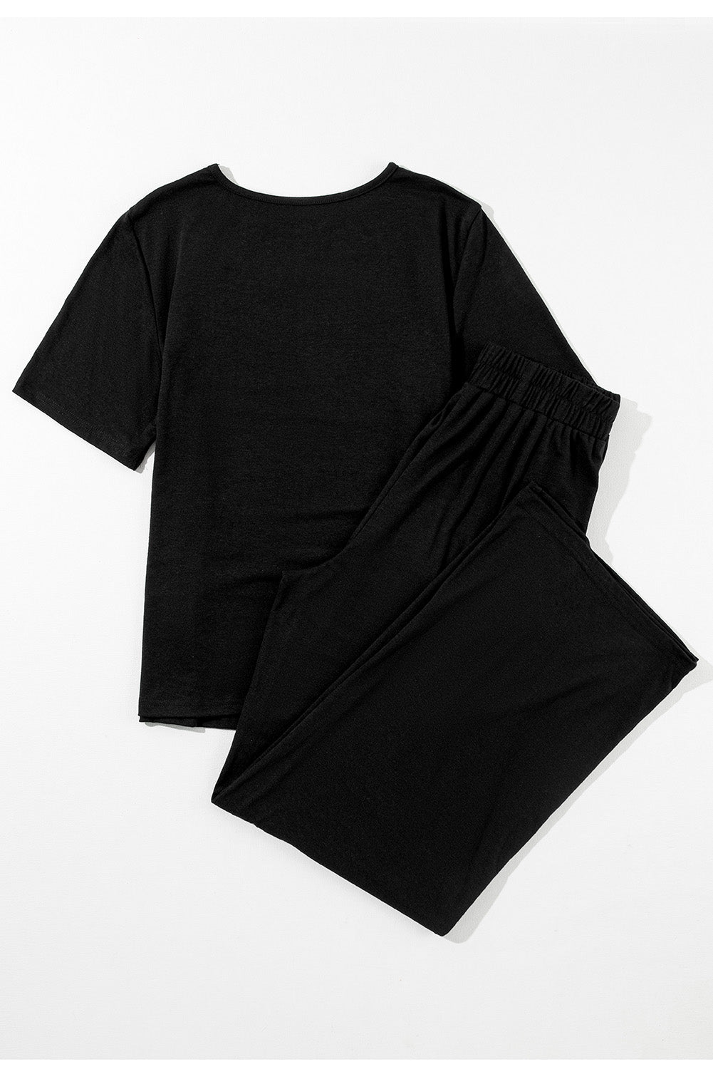 Black T-Shirt & Wide Leg Pants Set