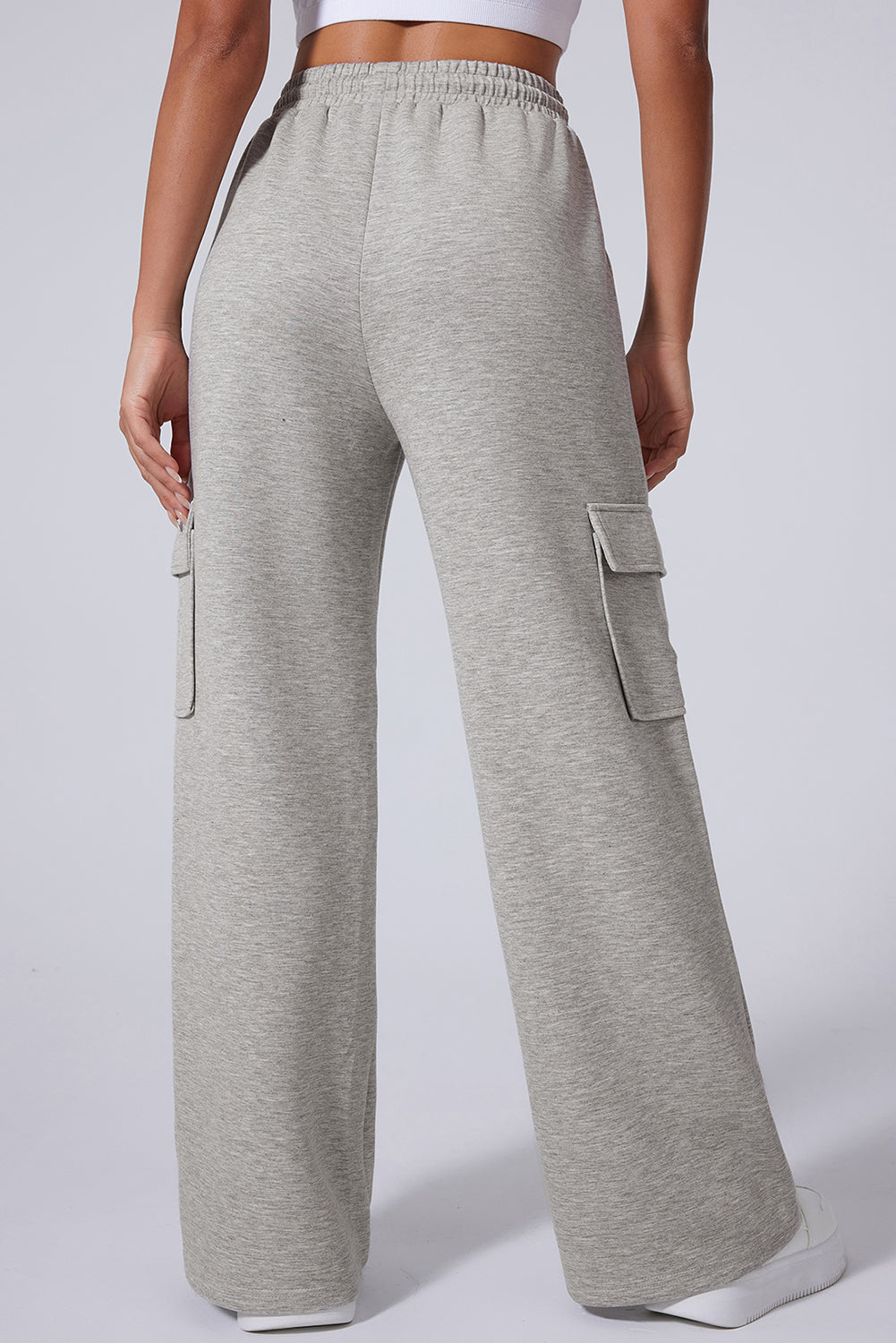 Multi-Pockets High Waist Wide Sweatpants