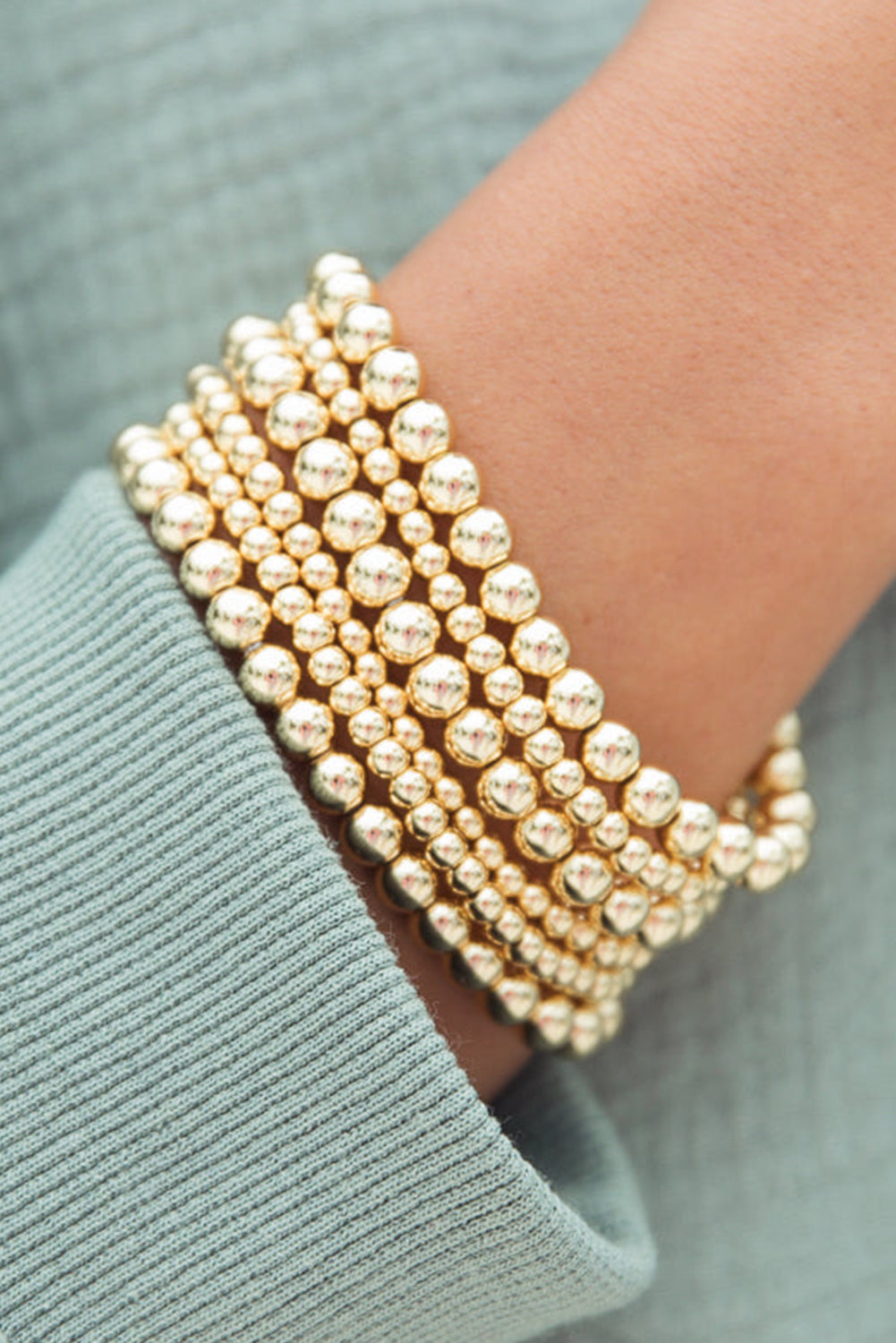 Gold Alloy Beaded Bracelet Stack