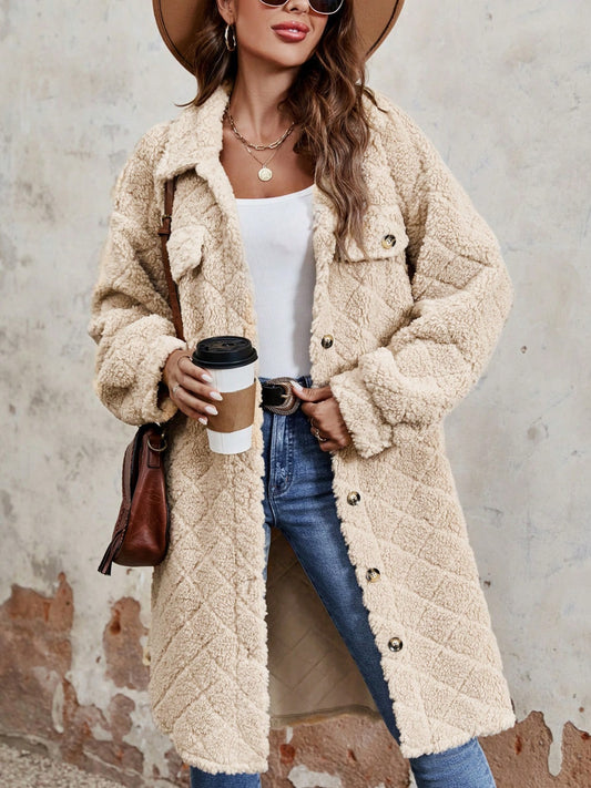 Fuzzy Button Up Coat