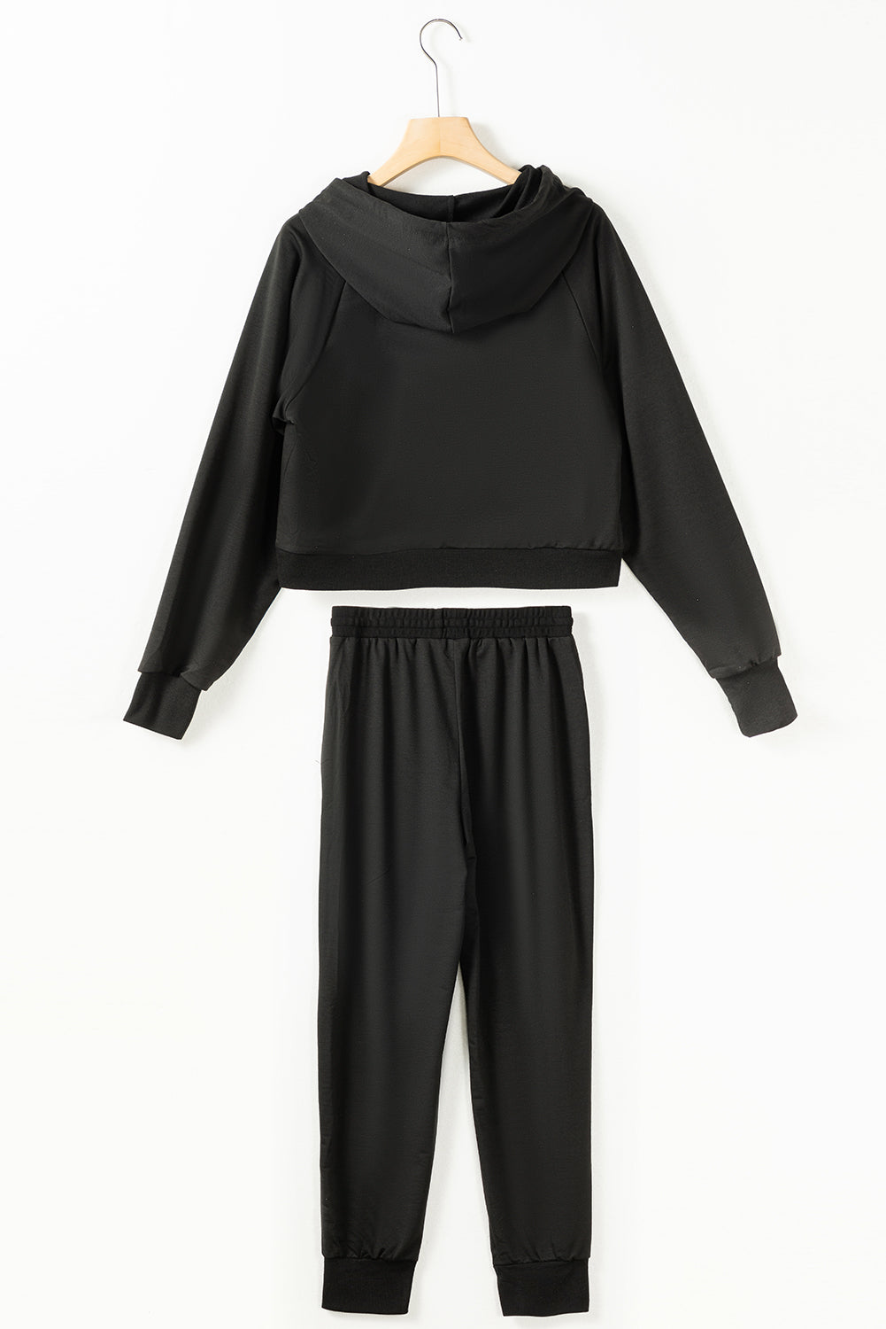 Drawstring Hoodie & High Waist Pants Set