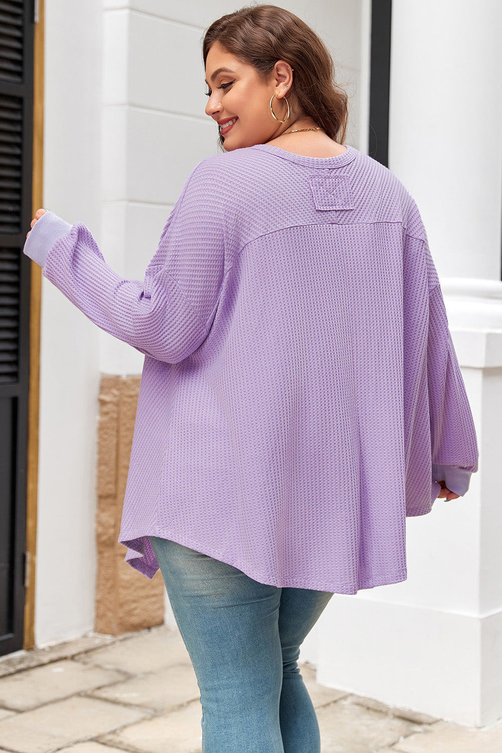 Plus Size Waffle Knit Flowy Top