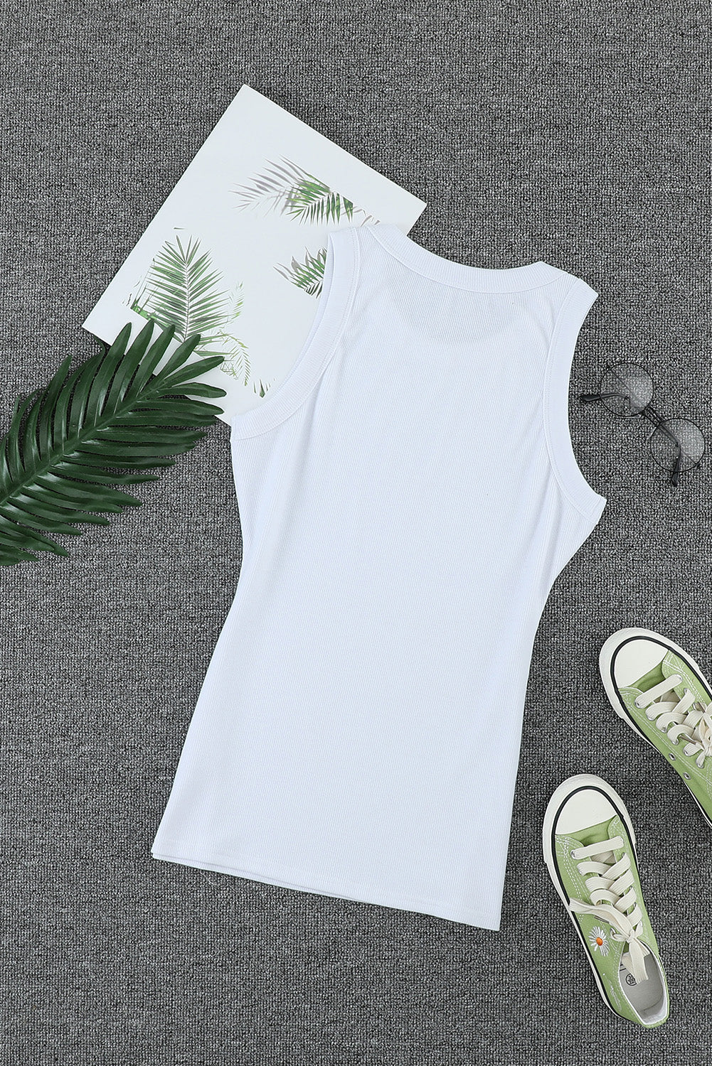 Round Neck Ribbed Tank Top