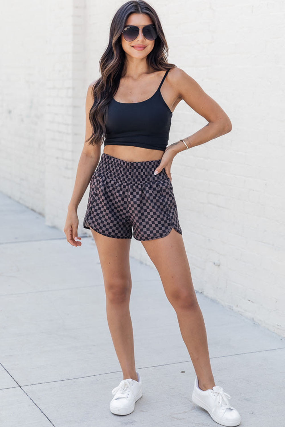 Checkered High Waisted Shorts