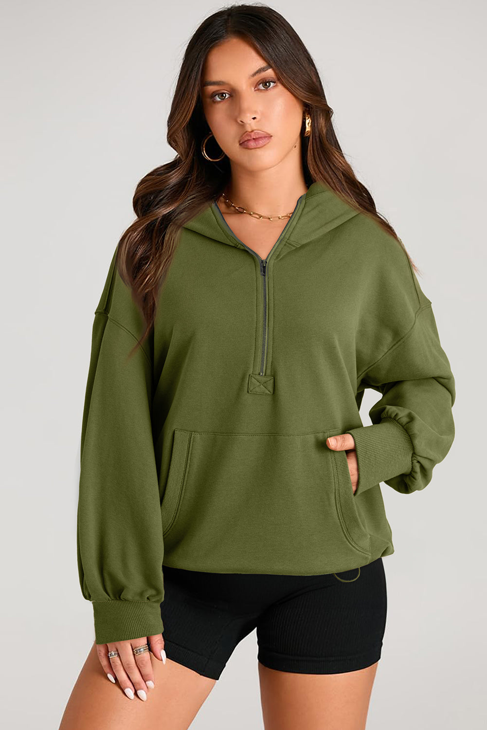 Kangaroo Half-Zip Oversized Hoodie