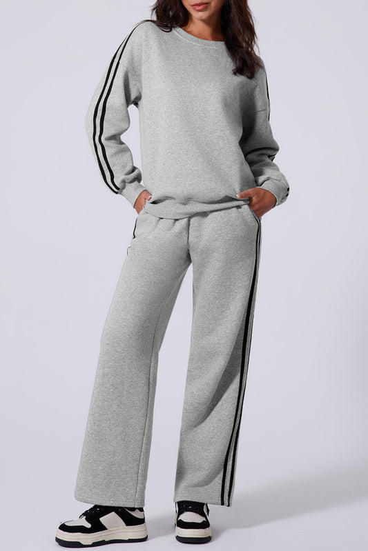 Side Striped Sweatshirt & Sweatpants Set