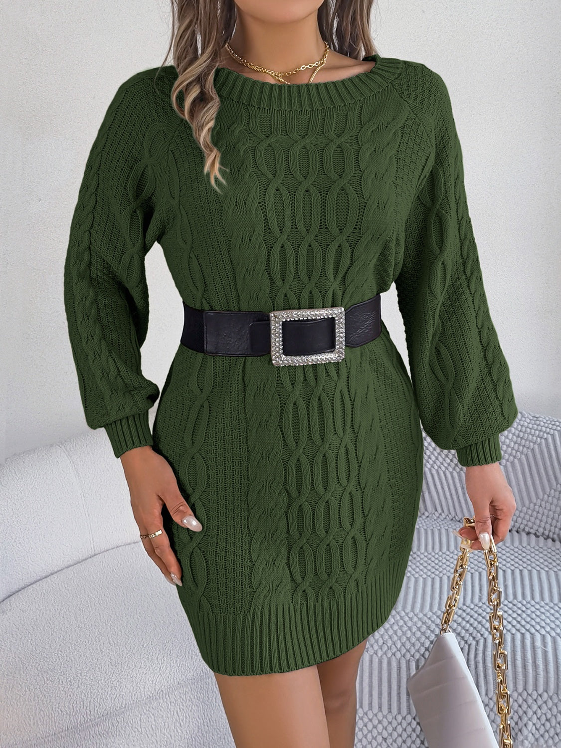 Cable-Knit Sweater Dress