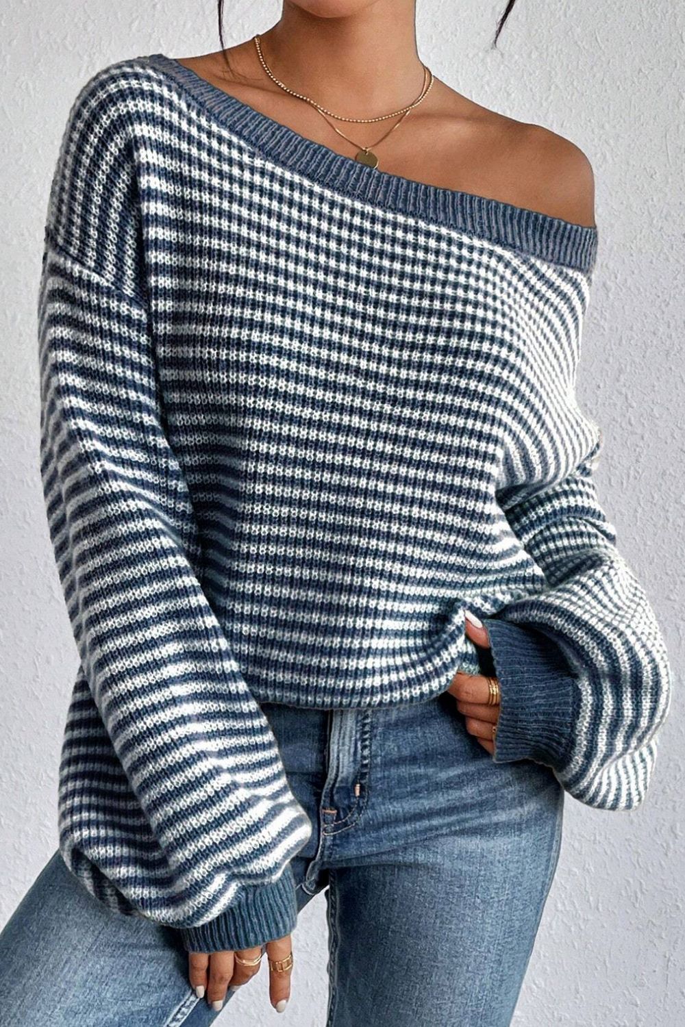 Striped Boat Neck Sweater