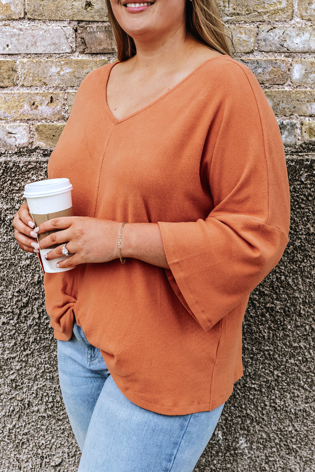 Plus Size Twist Hem Ribbed Top