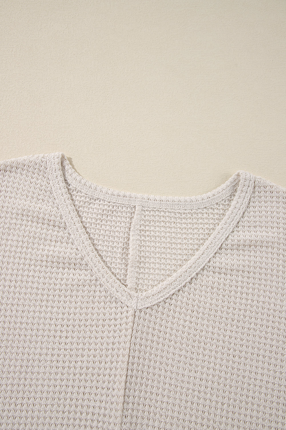 Waffle Knit Slits Loose Fit Top