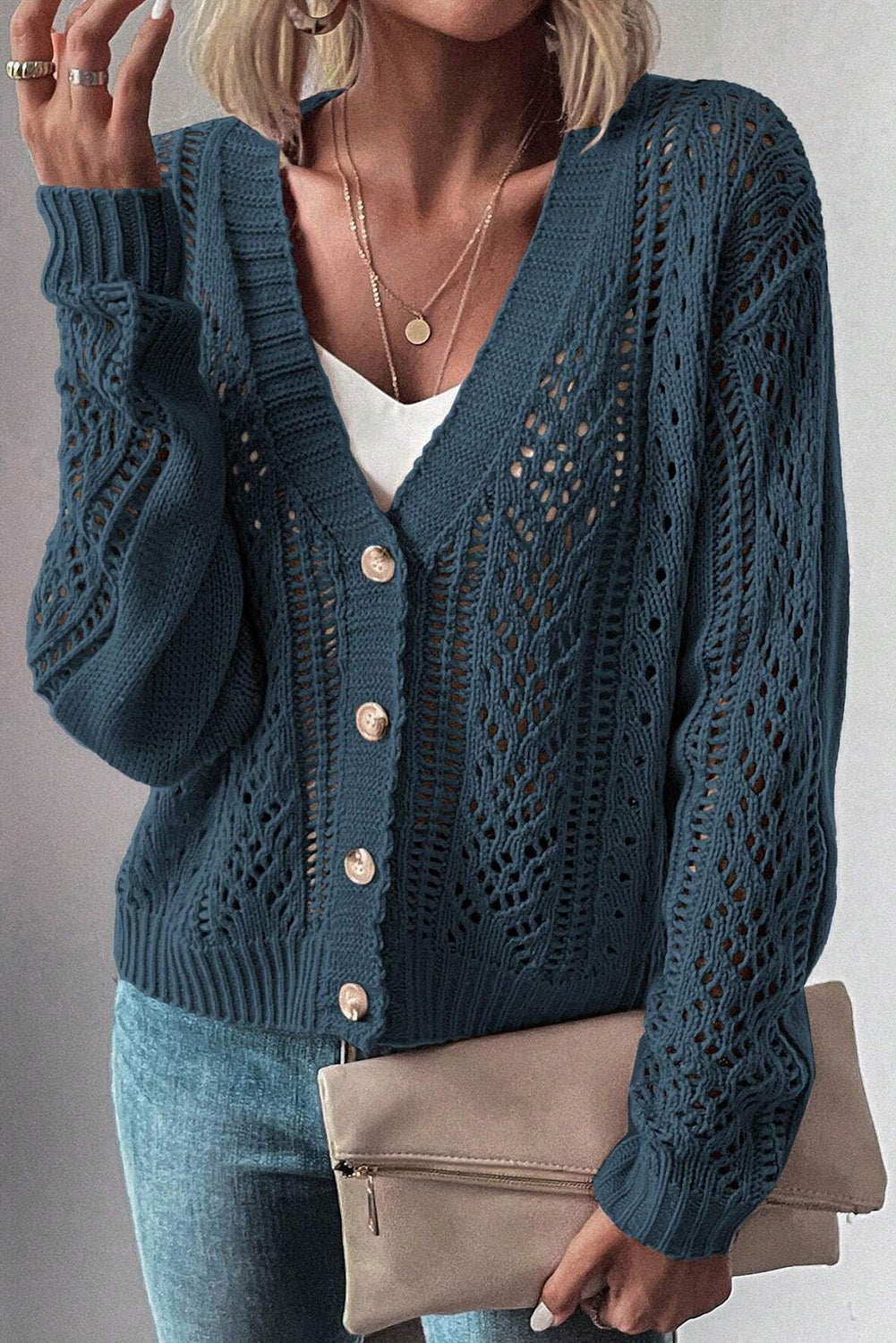 Open Knit Sweater Cardigan