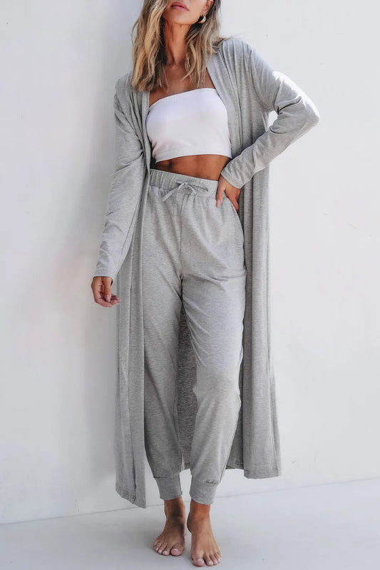 Open Front Cardigan & Pants Set