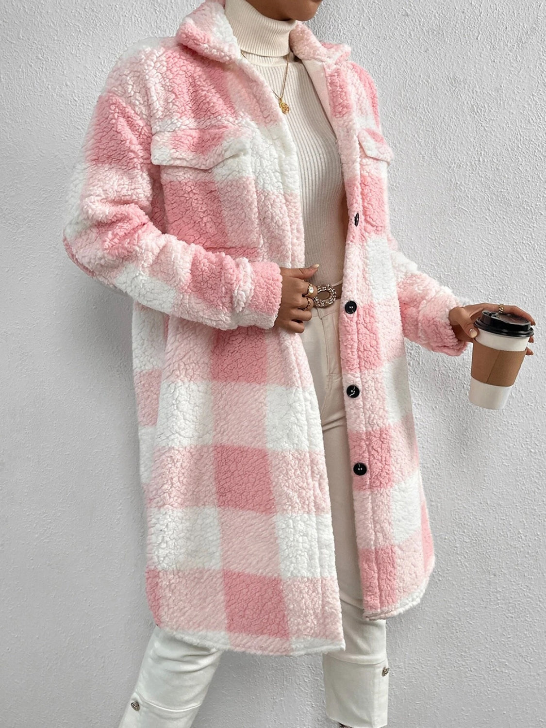 Plaid Collared Button Coat