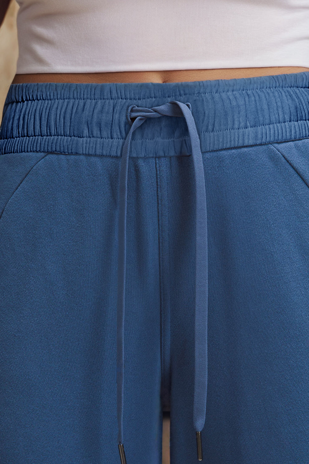 Drawstring High-Waist Wide Sweatpants