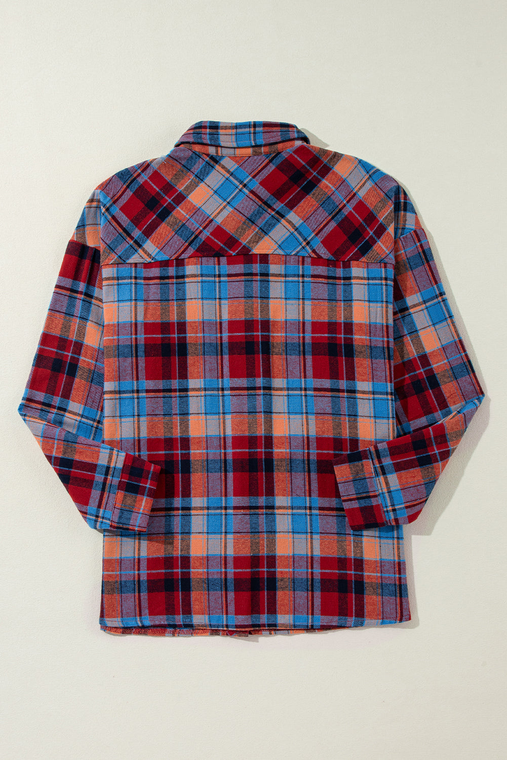 Red Plaid Print Loose Vintage Shirt Jacket