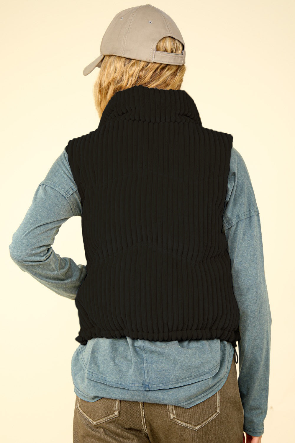 Zip-Up Corduroy Puffer Vest