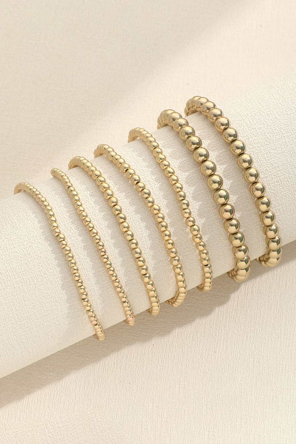 Gold Alloy Beaded Bracelet Stack