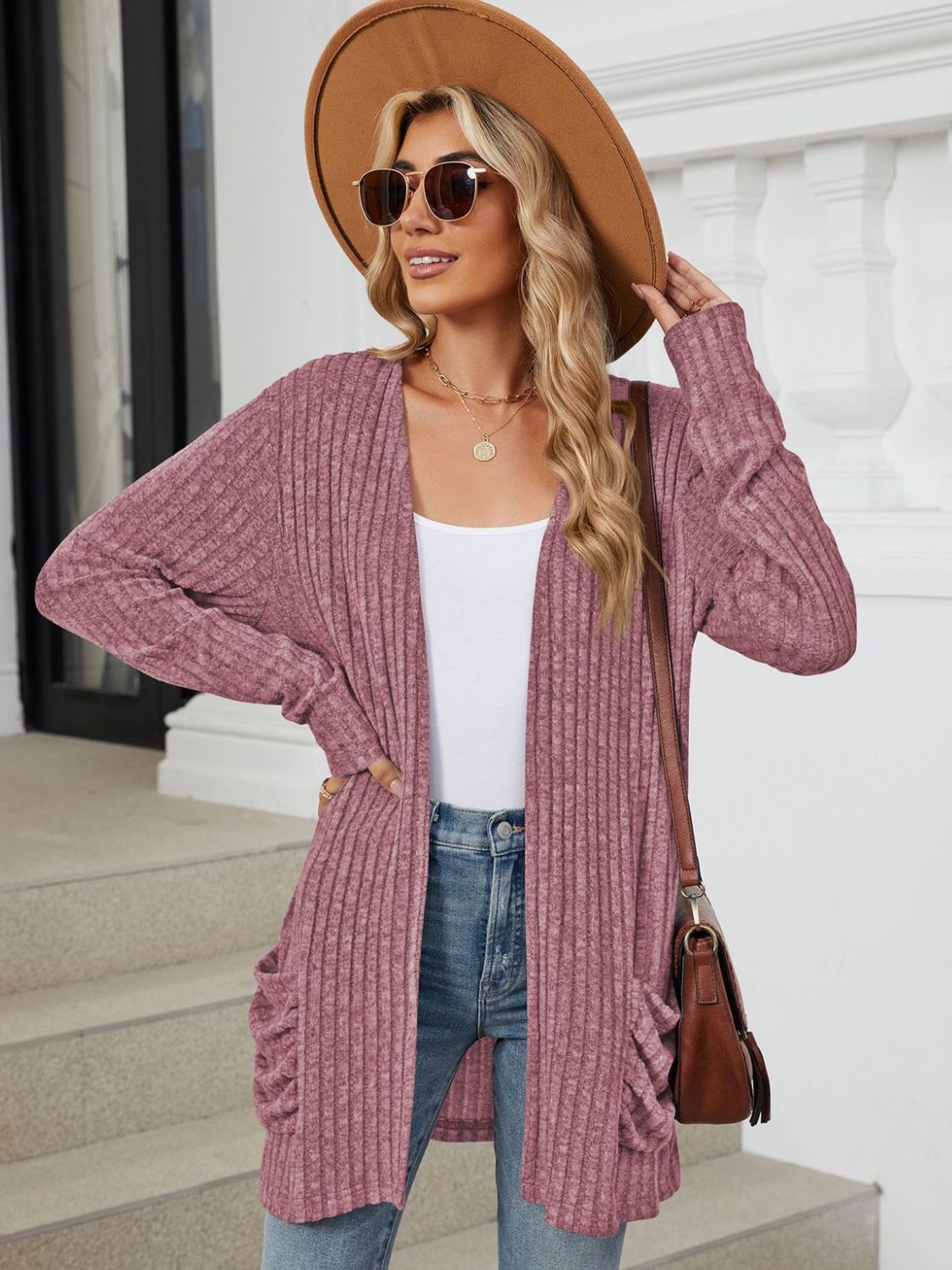 Open Front Long Sleeve Cardigan