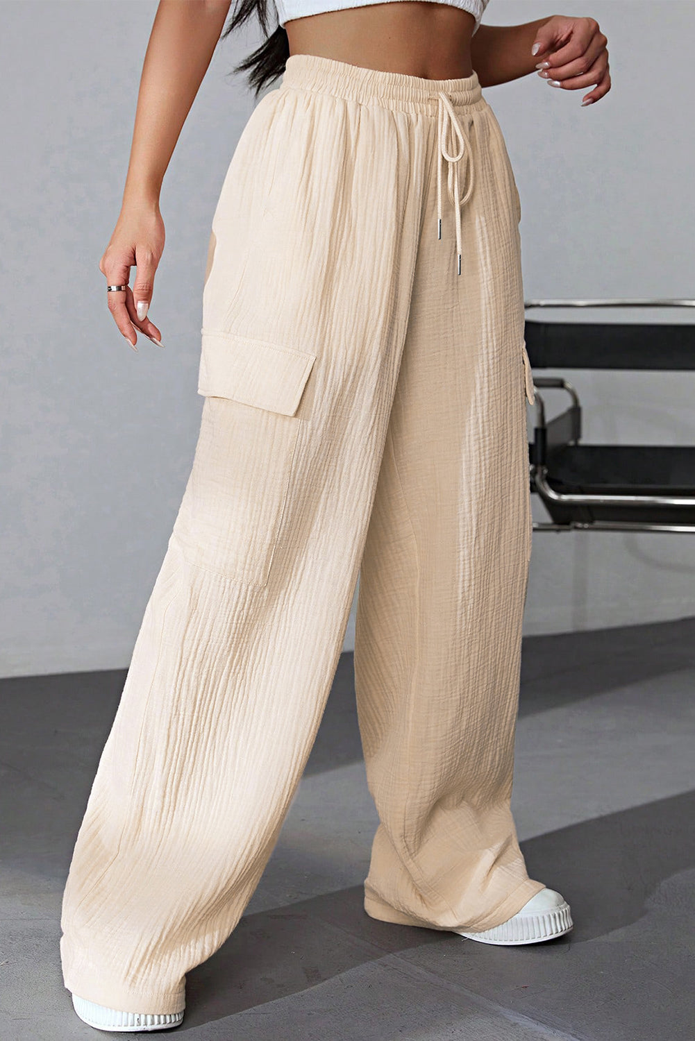 Pocketed Wide Leg Pants