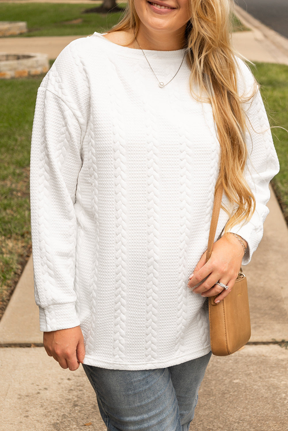 Plus Size Cable Loose Sweatshirt