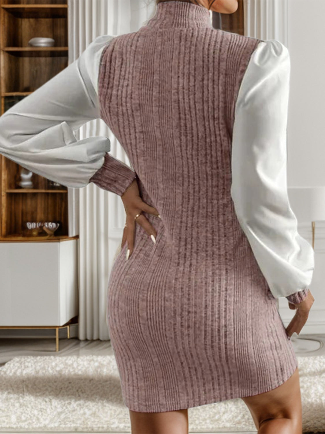 Ribbed Long Sleeve Sweater Dress