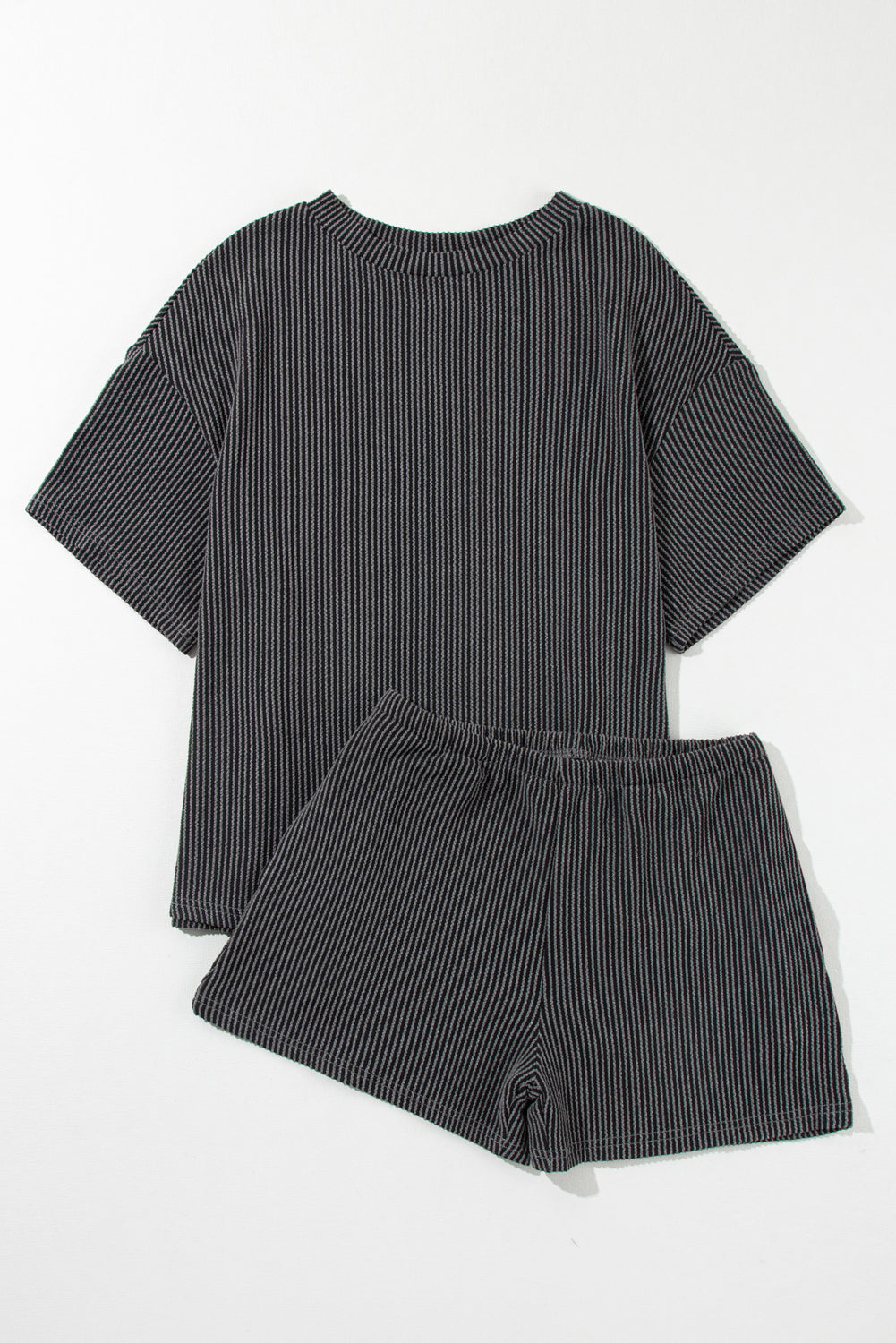 Ribbed Knit Loose Fit Tee & Shorts Set