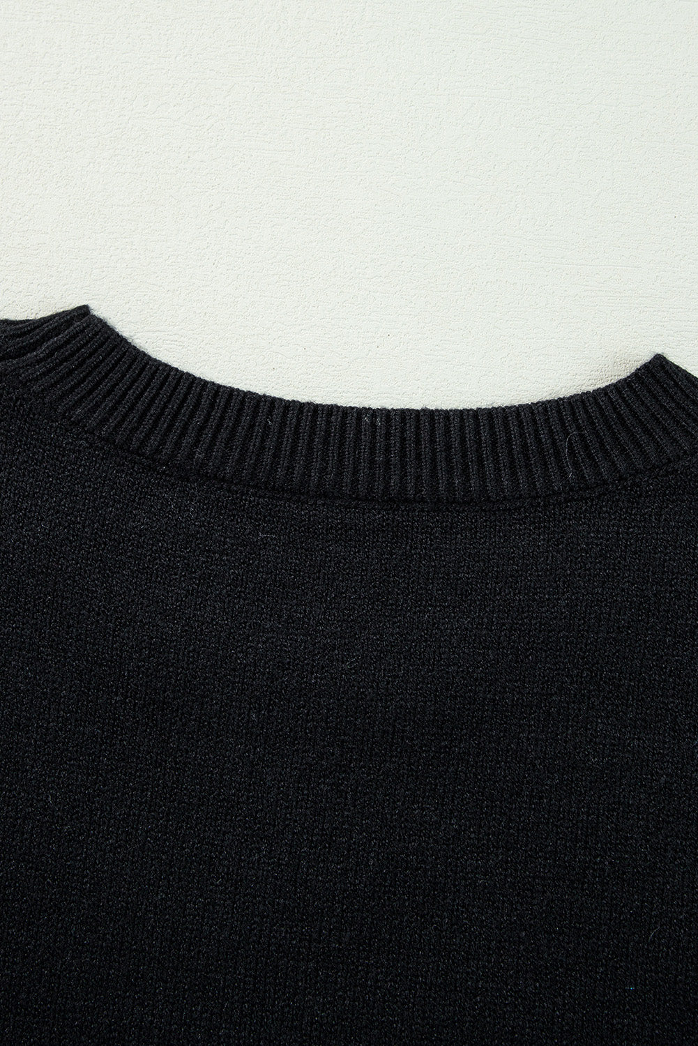 Black Boo Knitted Drop Shoulder Sweater