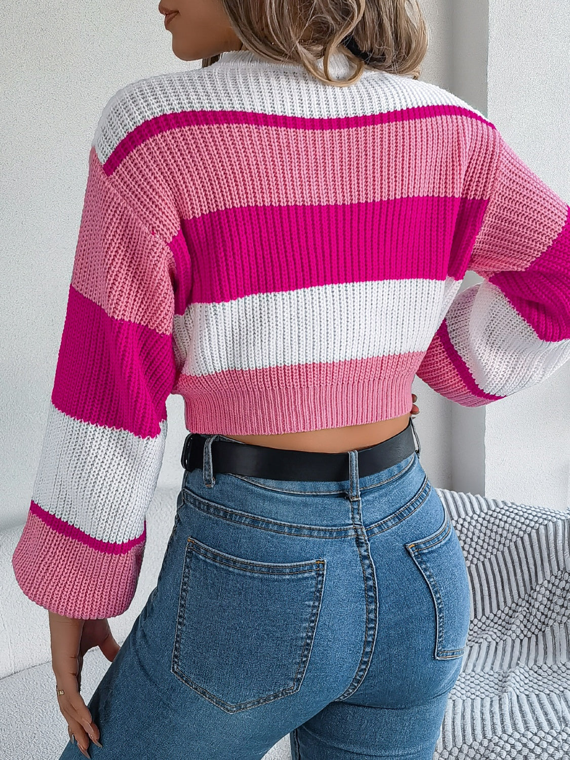 Colorblock Cropped Sweater