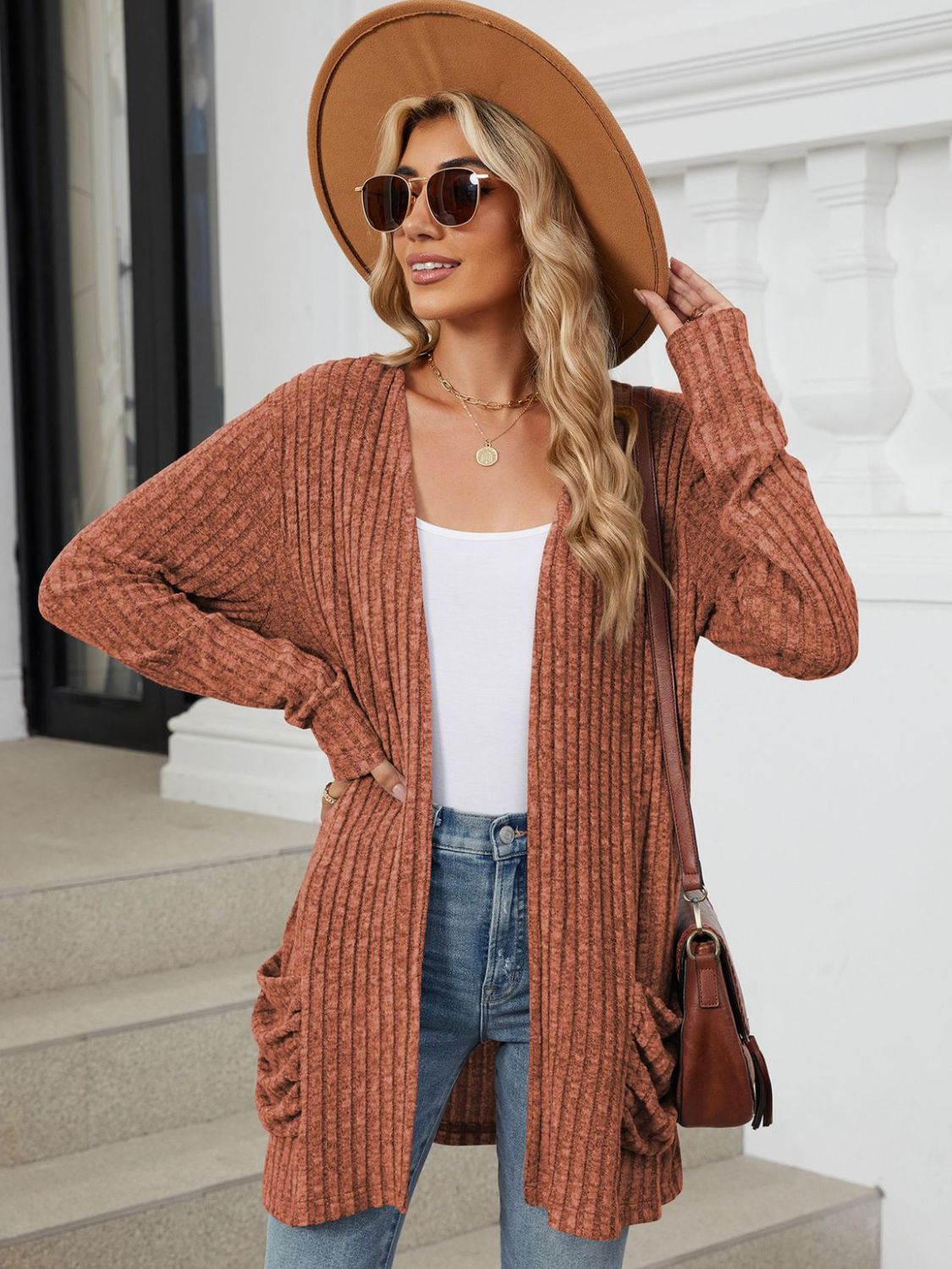 Open Front Long Sleeve Cardigan