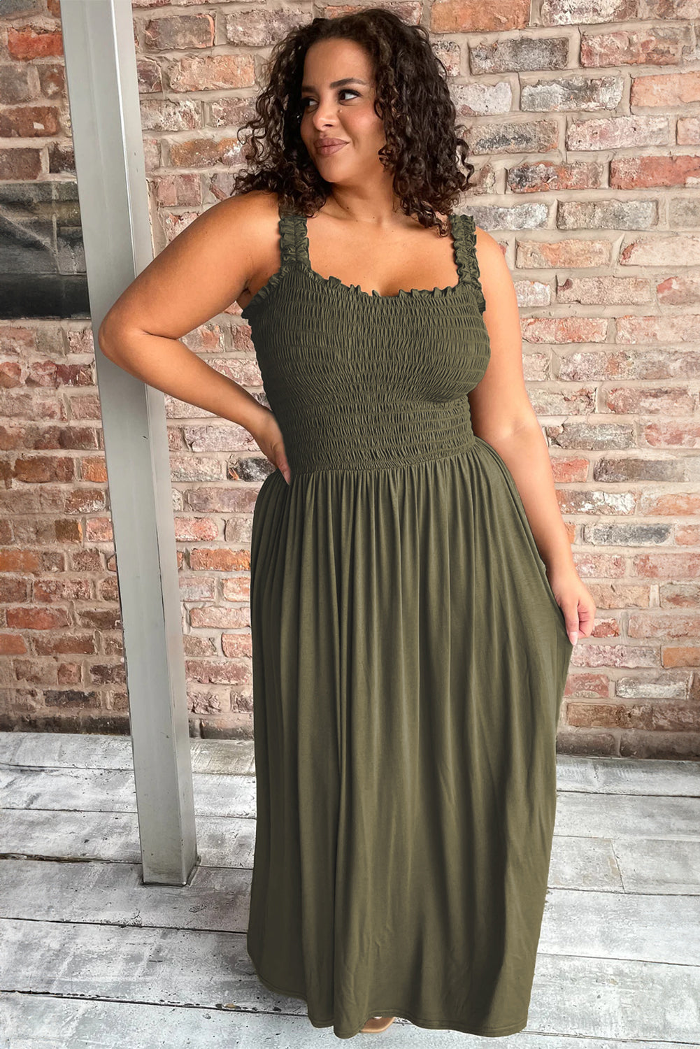 Plus Size Shirred Bust Maxi Dress