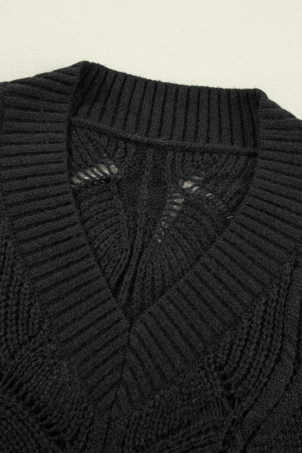 Openwork V-Neck Sweater