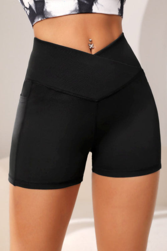 Wide Band Active Shorts with Pocket