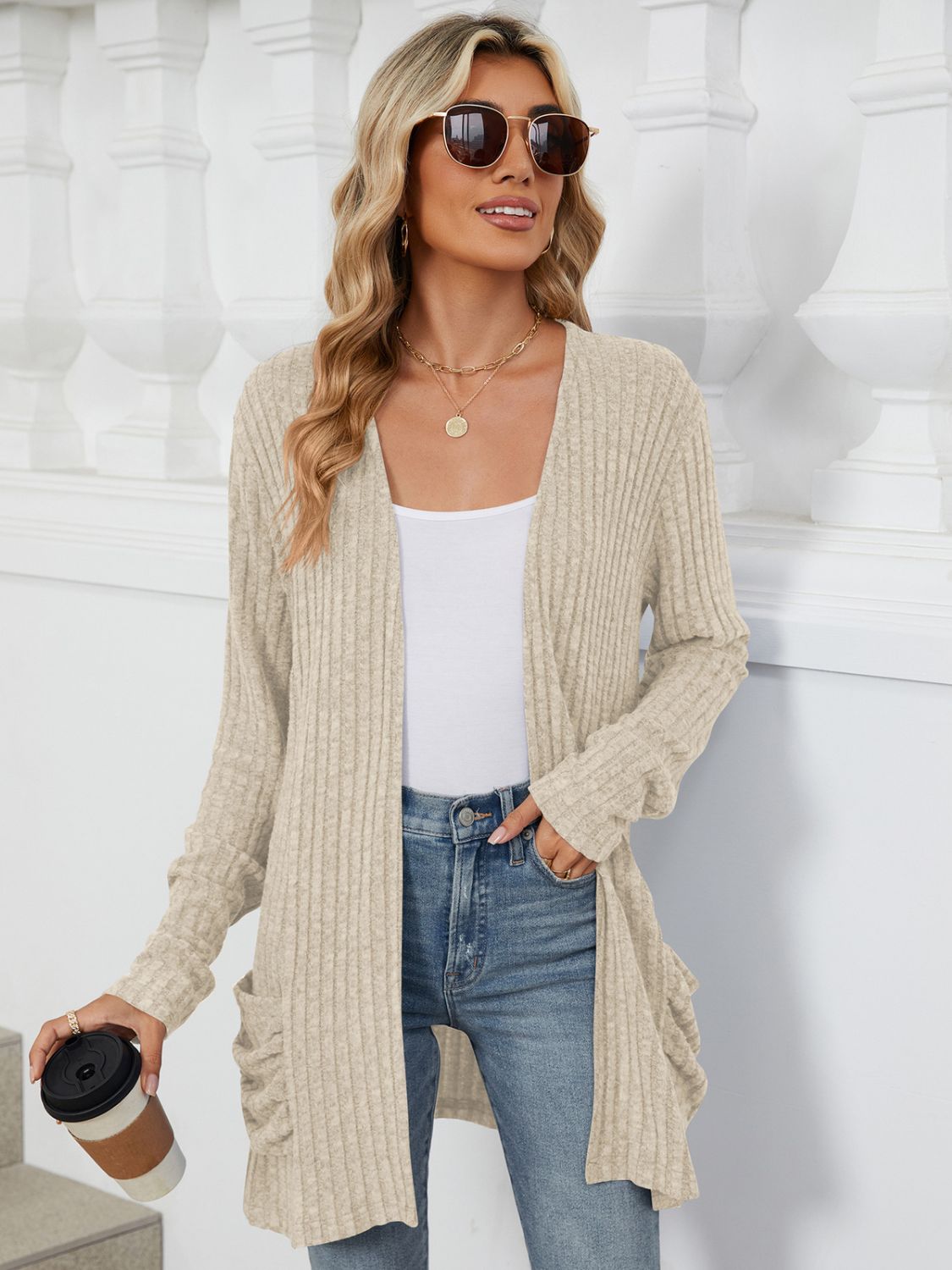 Open Front Long Sleeve Cardigan