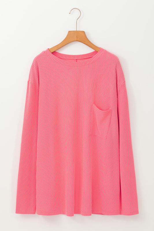 Plus Size Ribbed Textured Long Sleeve