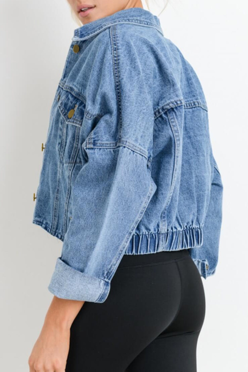 Medium Wash Chunky Cropped Denim Jacket