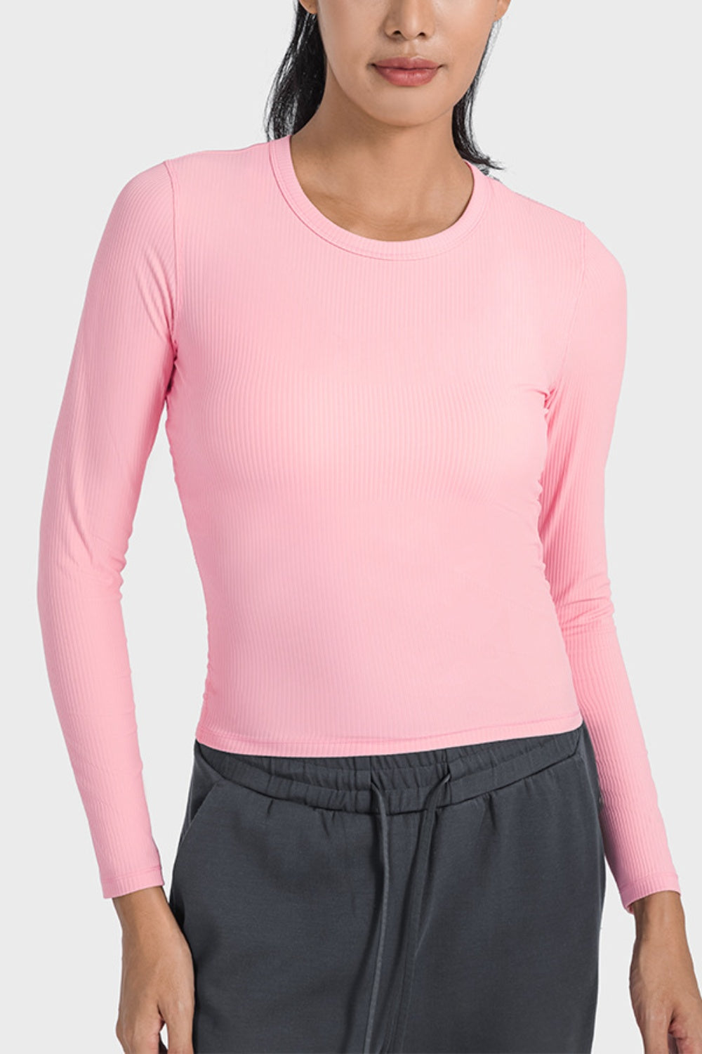 Round Neck Long Sleeve Active Top