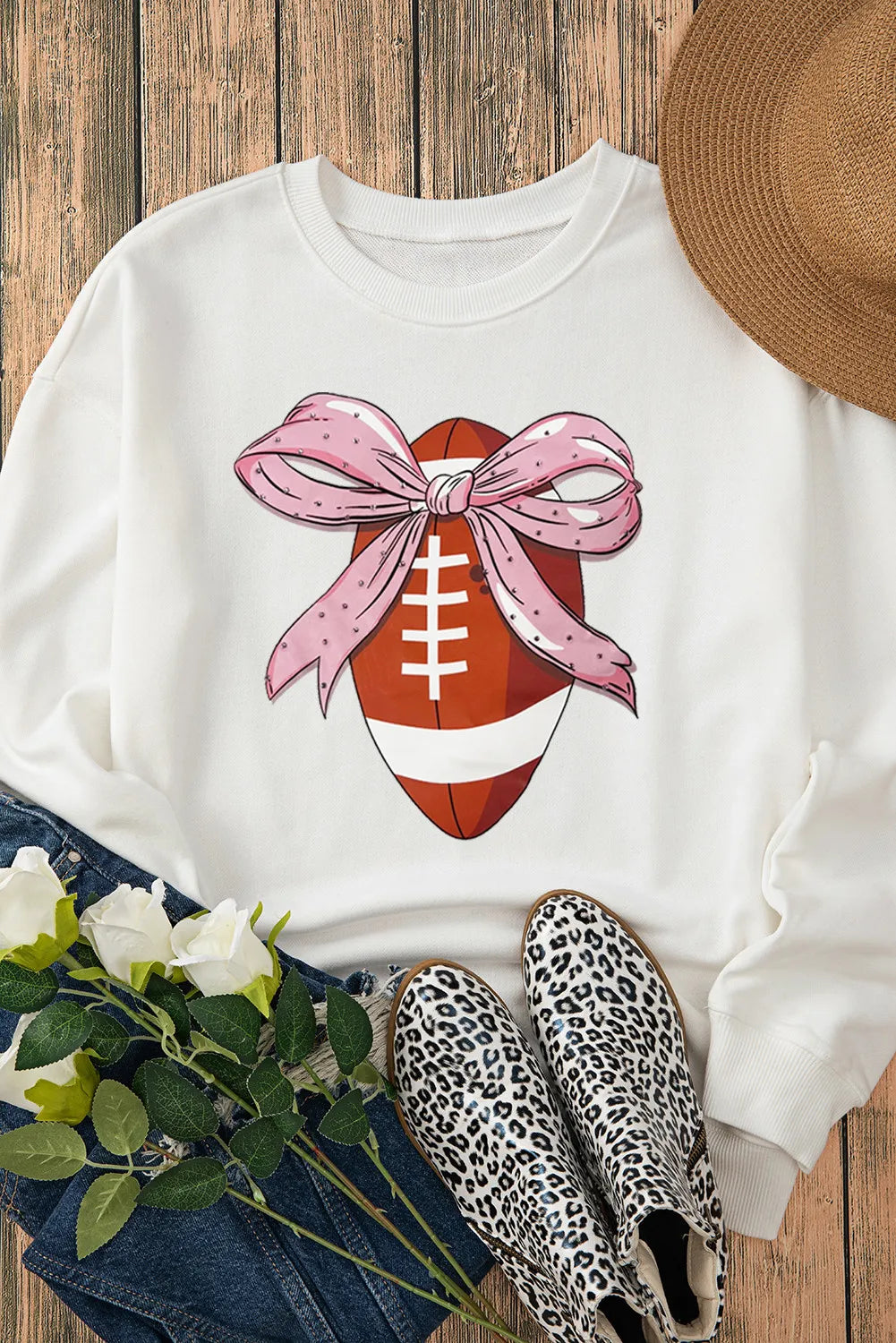 Girly Football Bow Sweatshirt