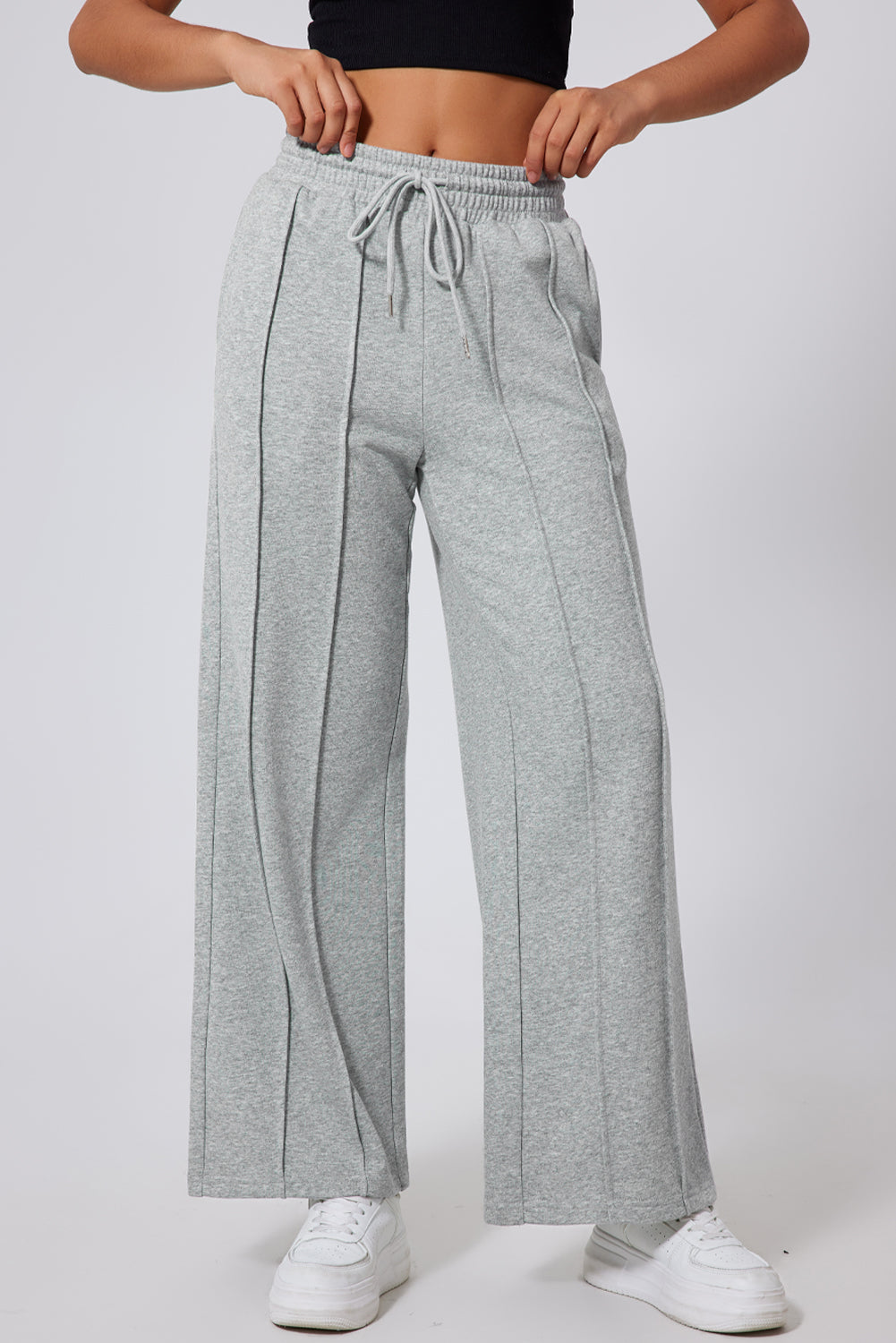 Seamed High Waist Wide Sweatpants